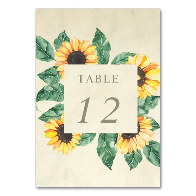 Elegant Sunflowers Garden Floral Wedding Bordsnummer (Framsidan)
