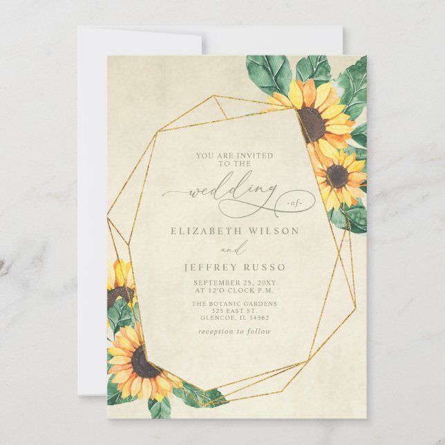 Elegant Sunflowers Garden Floral Wedding Inbjudningar (Framsida)