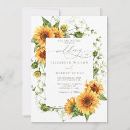 Elegant Sunflowers Garden Floral Wedding Inbjudningar