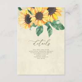 Elegant Sunflowers Garden Floral Wedding  Tilläggskort