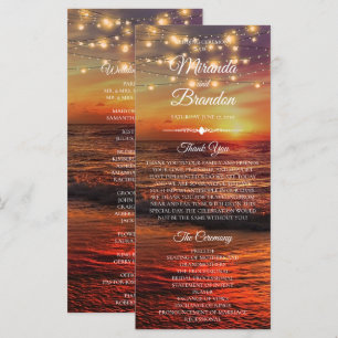 Elegant Sunset Beach-Bröllopsprogrammet sommarkort