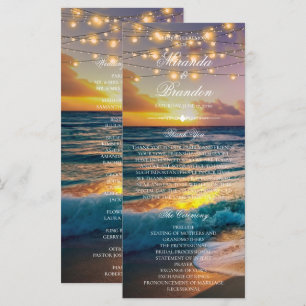 Elegant Sunset Beach-Bröllopsprogrammet sommarkort