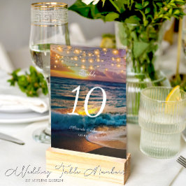 Elegant Sunset Beach Ljus, sommartid Bröllop Bordsnummer