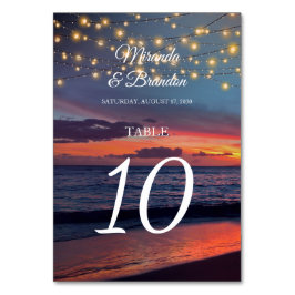 Elegant Sunset Beach String Light, sommartid Bröll Bordsnummer