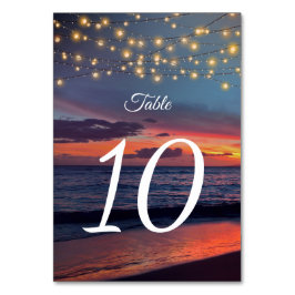 Elegant Sunset Beach String Light, sommartid Bröll Bordsnummer