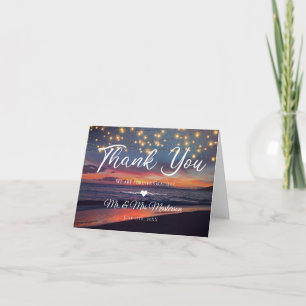 Elegant Sunset Beach String Ljus sommaren Bröllop Tack Kort