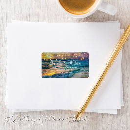 Elegant Sunset Beach String Ljus, sommartid Bröllo Adressetikett