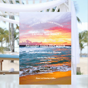 Elegant Sunset Beach Summer Nautical Bröllop Inbjudningar