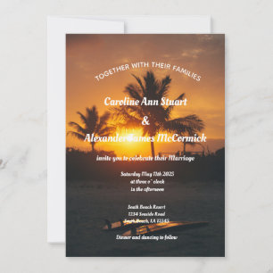 Elegant Sunset Beach Summer Nautical Bröllop Invi Inbjudningar