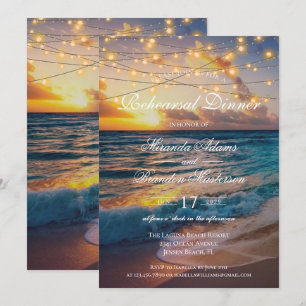 Elegant Sunset Beach Summer Rehearsal Middag Inbjudningar