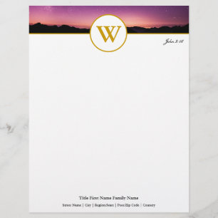 Elegant Sunset Monogram-Anpassade Brevhuvud
