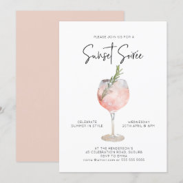 Elegant Sunset Soiree Drinks Cocktail Party Rosa Inbjudningar