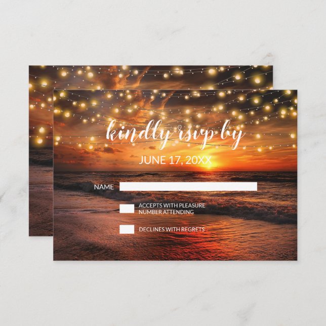 Elegant Sunset Summer Beach Wedding OSA kort (Fram/baksida)
