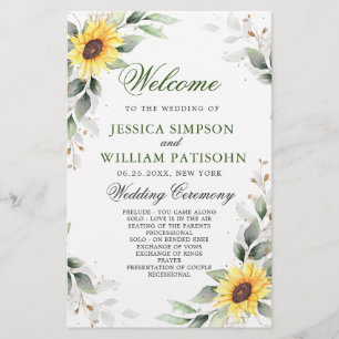 Elegant Sunwers Blommigt Bröllop Ceremony-programm