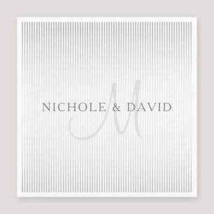 Elegant Surname Monogram & Thin Grått Rand Pappersservett