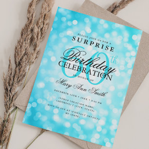 Elegant SURPRISE 60: e födelsedagsturkos Ljus Inbjudningar