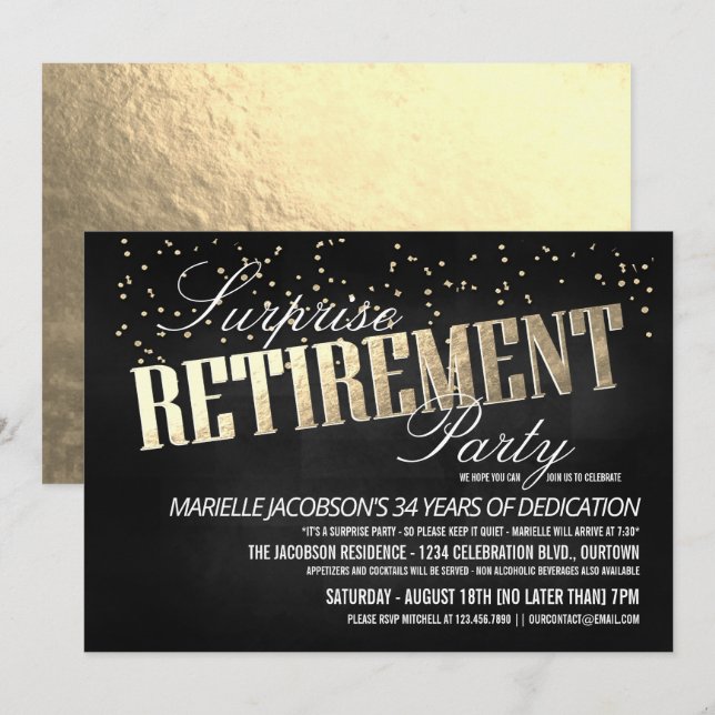 Elegant Surprise Pension-inbjudningar Inbjudningar (Fram/baksida)