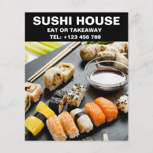 Elegant Sushi Restaurant Anpassningsbar Photo Flygblad