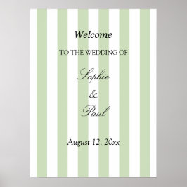 Elegant svagt grönrandig vigsel välkomstaffisch poster