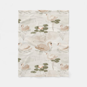 Elegant svan mönster fleecefilt