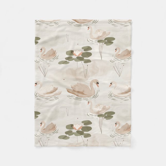 Elegant svan mönster fleecefilt (Framsidan)