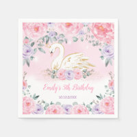 Elegant Svan Princess | Rosa Lila Blommigt Party