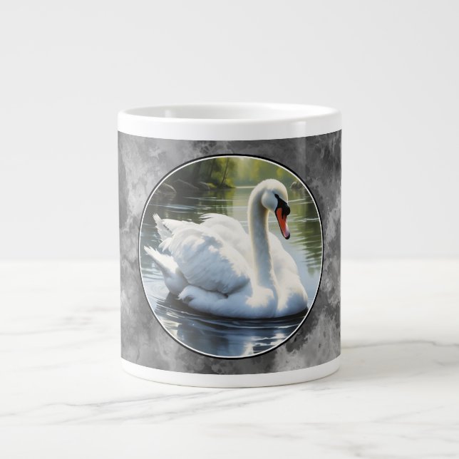 Elegant svan simmar i vatten jumbo mugg (Framsidan)