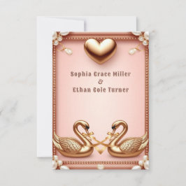 Elegant Svan Spara Datum Bröllopsinbjudan Datumet