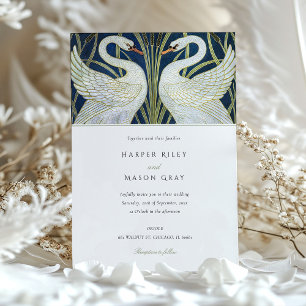 Elegant Svanar bröllopsinbjudan Walter Crane Inbjudningar