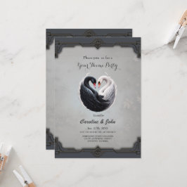 Elegant svanar, som håller ihop ett hjärta. inbjudningar