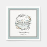 Elegant Svanar Watercolor Blommigt Bröllop