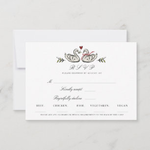 Elegant Svanepar RSVP-svarskort OSA Kort