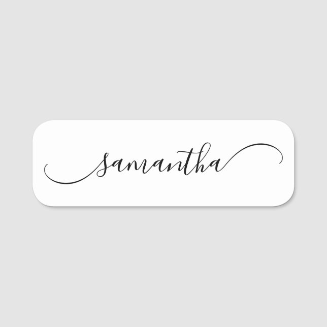 Elegant svängd svanssignatur namnbricka (Framsida)