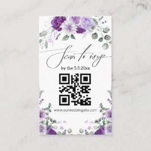 elegant svar QR-kod bröllop lila blommig kort