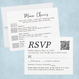 Elegant svarshandling för bröllop - menyval för 4  OSA kort