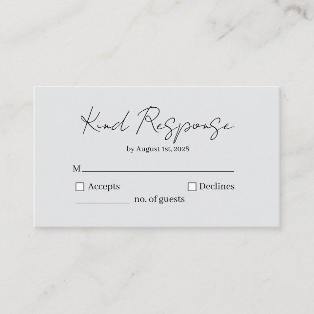 Elegant Svarsmall RSVP-kort Tilläggskort (Framsida)