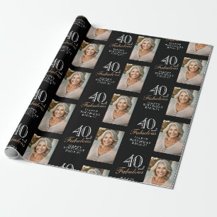 Elegant svart 40 och fantastisk 40-års födelsedags presentpapper