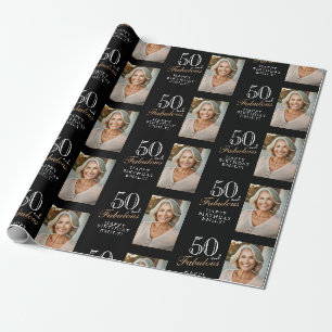 Elegant svart 50 och fantastisk 50-års födelsedags presentpapper