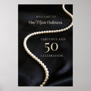 Elegant svart 50 och fantastisk välkomstskylt poster