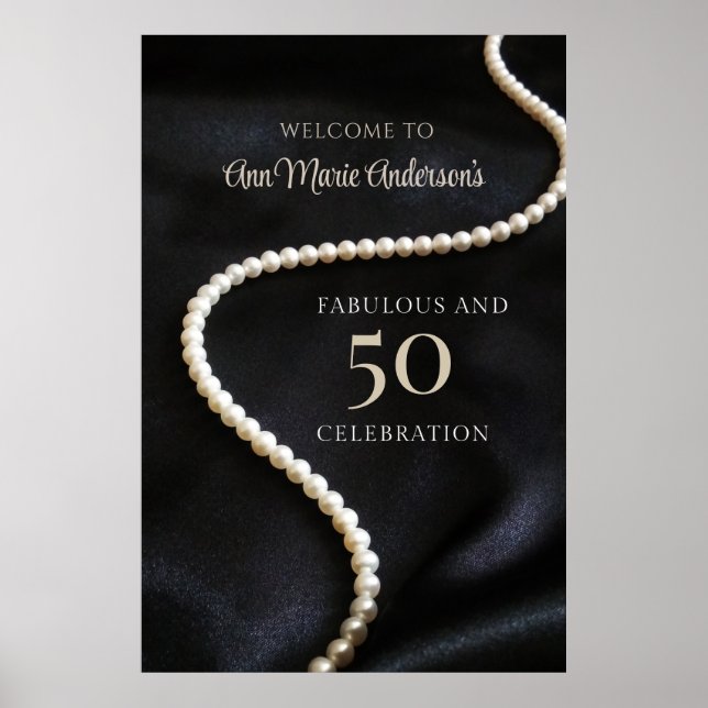Elegant svart 50 och fantastisk välkomstskylt poster (Framsidan)