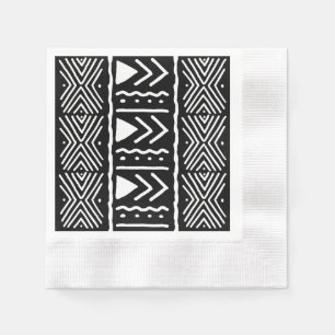 Elegant svart afrikansk Bogolan-design servetter i