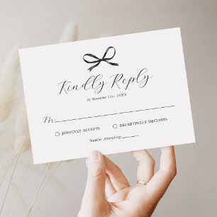Elegant svart båge bröllop RSVP OSA Kort