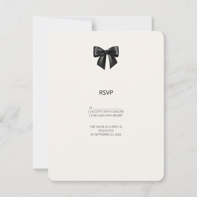 Elegant svart bandbåge bröllop RSVP-kort OSA Kort (Framsida)