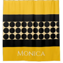 Elegant svart beige & gula prickar monogramnamn