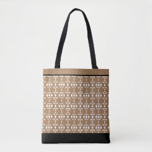 Elegant svart, beige och vita diamanter tygkasse