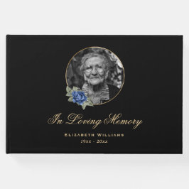 Elegant Svart blå Ro-Blommigt, underligt foto Gästböcker
