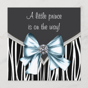 Elegant svart blå zebra baby shower inbjudningar