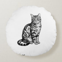 Elegant svart bläck katt skiss illustration PNG