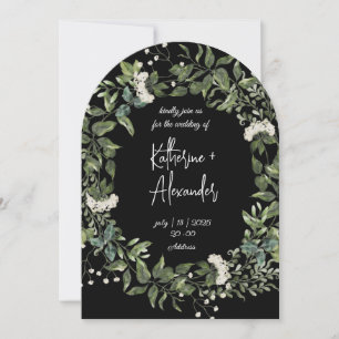 Elegant svart blommande lilja bröllop inbjudningar