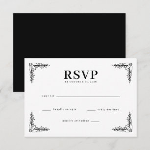 Elegant Svart Blommig RSVP OSA Kort